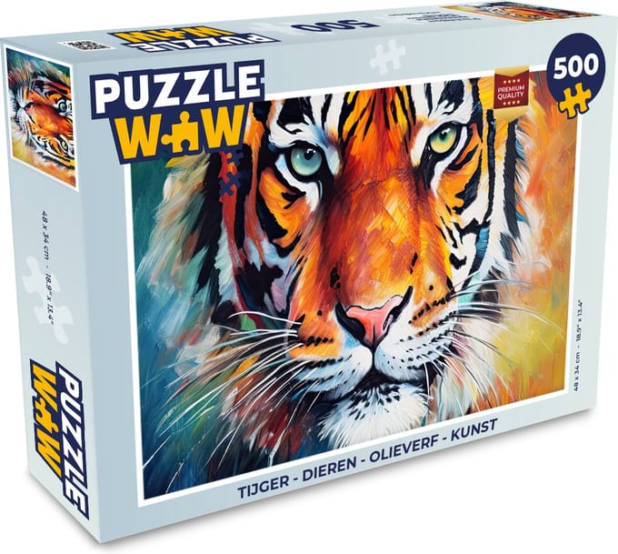 Puzzel Tijger - Dieren - Olieverf - Kunst - Legpuzzel - Puzzel 500 stukjes