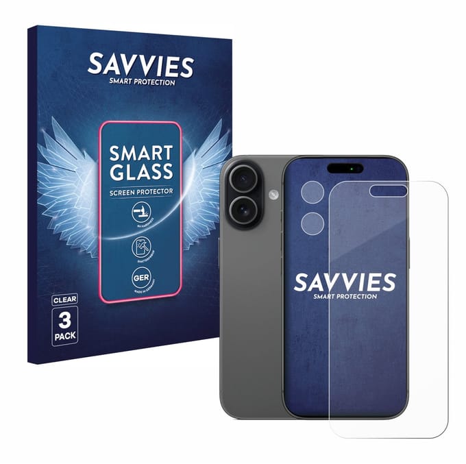 3 Stuks Savvies Screenprotector - geschikt voor Apple iPhone 17 (Voor+Camera) - beschermfolie glas transparant