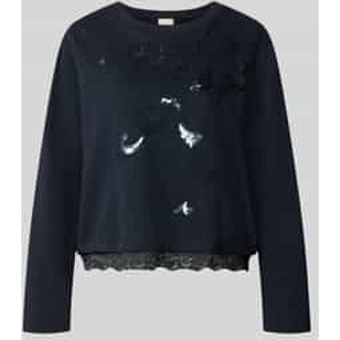 Regular fit shirt met lange mouwen van katoenmix met kant
