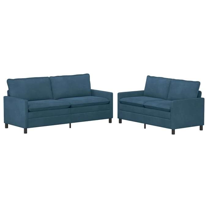 vidaXL - Bankstel - 2 - st - Blauw - Fluweel