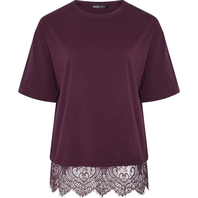 Yours Paars Tshirt Met Kanten Zoom Size 54-56