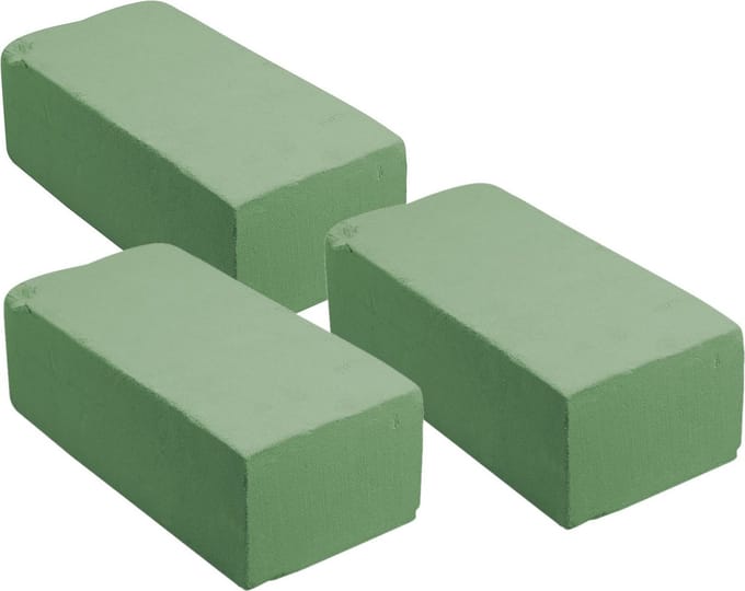 Rayher hobby groen steekschuim/oase nat - 2x - 20 x 10 x 7 cm - Steekschuim voor echte bloemen