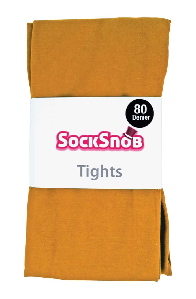 Dames 80 denier ondoorzichtige effen gekleurde panty's - Mosterd