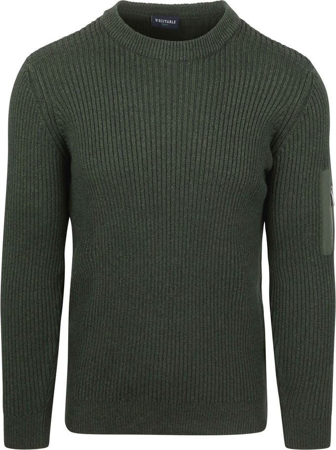 Suitable Mou Trui Donkergroen - Maat L - Heren - Pullover - Sweater