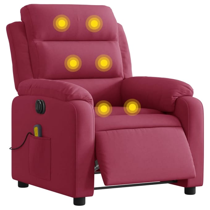 vidaXL - Massagestoel - elektrisch - verstelbaar - fluweel - wijnrood