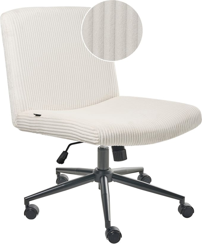 GEDDES - Bureaustoel - Wit - Corduroy
