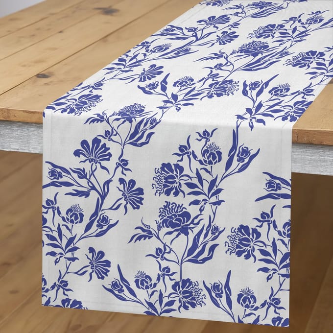 ABAKUHAUS jaargang – tafelloper 40x180 cm – paars blauw wit