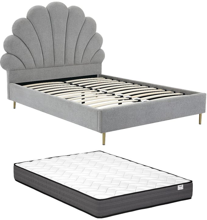 Vente-unique Bedframe stof lichtgrijs 160 x 200 cm