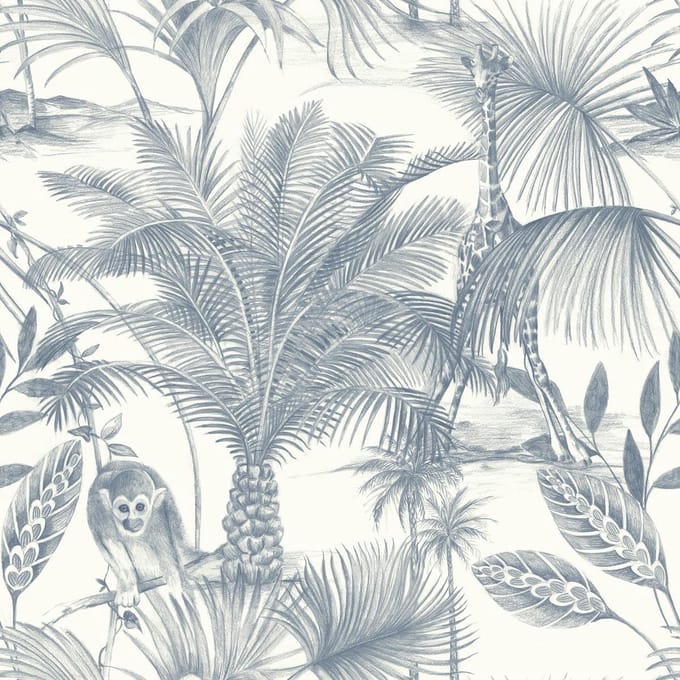 DUTCH-WALLCOVERINGS-Behang-Kidatu-blauw-en-wit