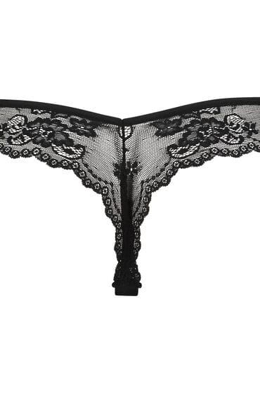 Hunkemöller Dames Lingerie Invisible string Lace Back - Zwart - maat S