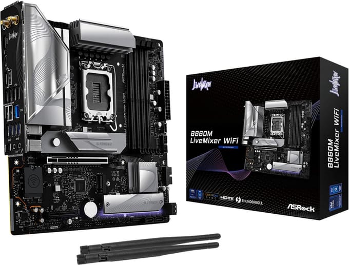 ASRock B860M LiveMixer WiFi Moederbord - Intel B860 - Intel LGA1851 - DDR5 RAM - Micro-ATX