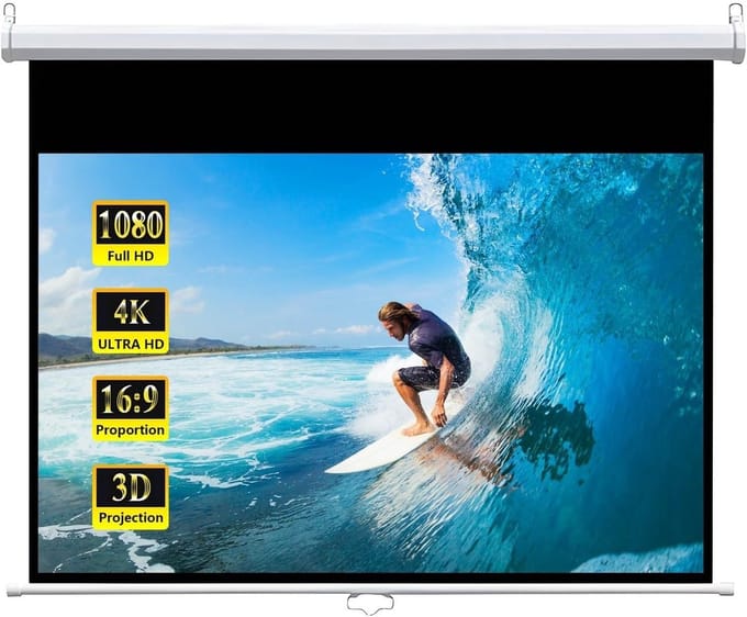 Neerklapbaar Projectiescherm - Filmscherm HD - Thuisbioscoop Ervaring - Automatische Vergrendeling - 84 Inch - Wit