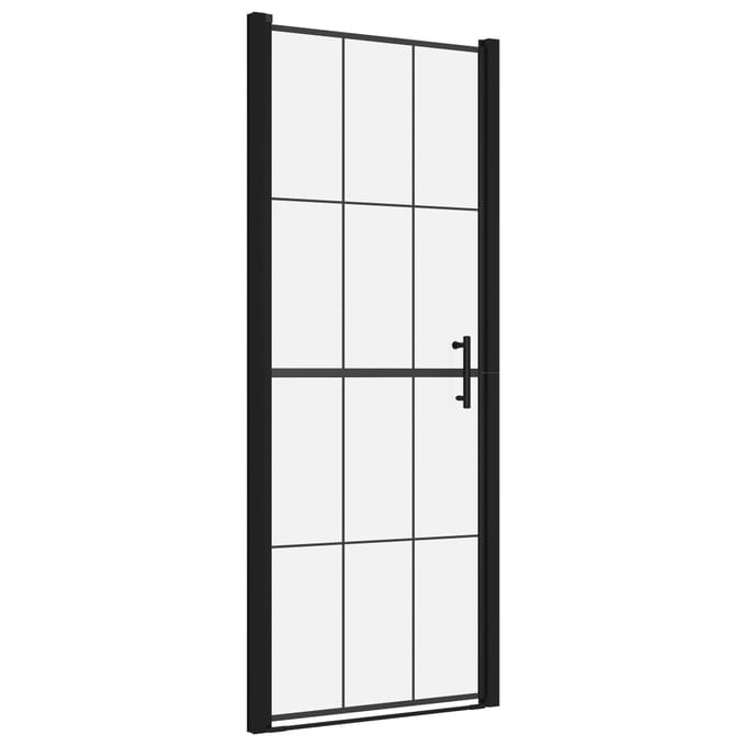 vidaXL - Douchedeur - 81x195 - cm - gehard - glas - zwart