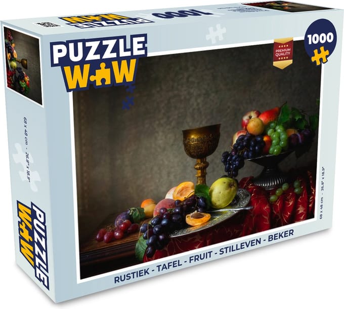 Puzzel Rustiek - Tafel - Fruit - Stilleven - Beker - Legpuzzel - Puzzel 1000 stukjes volwassenen