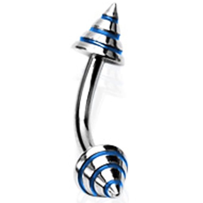 Piercing curved strepen 1.2x8x4 - blauw - LMPiercings