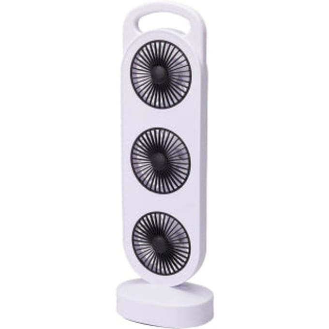 BASICS Oplaadbare Bureauventilator - 3 Standen - Wit/Zwart - 36,5 x 12 x 8,3 cm