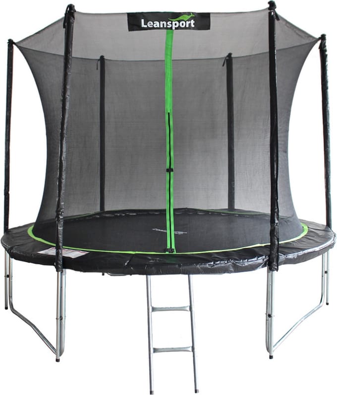 Trampoline - met veiligheidsnet en ladder - 244 cm - zwart groen