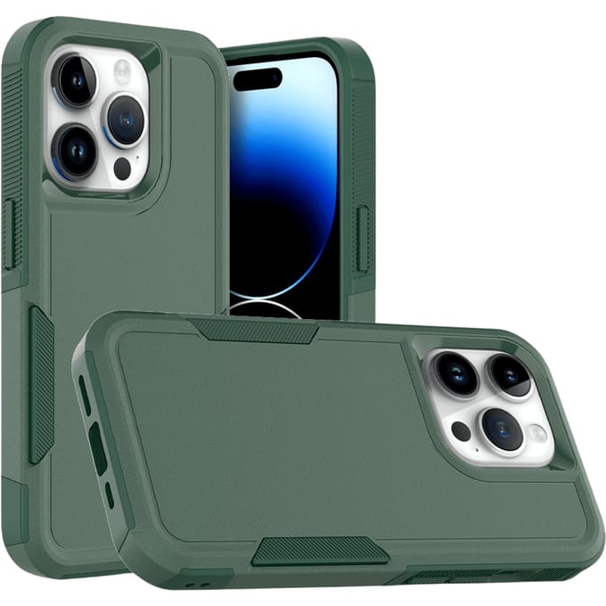 CaseBody Apple iPhone 15 Pro Rugged Armor Back Cover Donkergroen