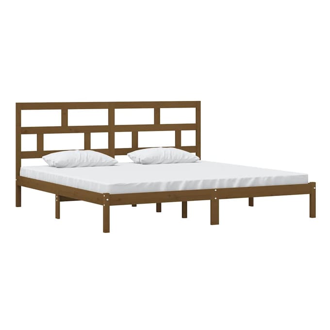vidaXL - Bedframe - massief - grenenhout - honingbruin - 200x200 - cm