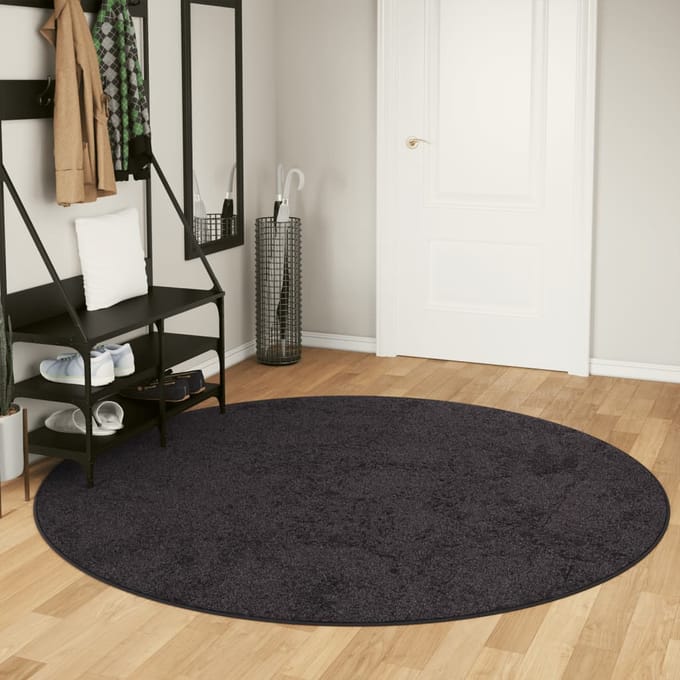 vidaXL - Vloerkleed - wasbaar - Ø - 200 - cm - antracietkleurig