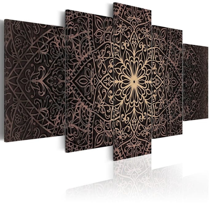 Schilderij - Oosterse Kunst , mandala , 5 luik