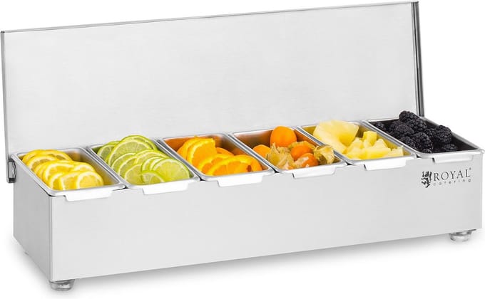 Ingrediëntencontainer opzetstelling - RVS - 6 x 450 ml - Royal Catering
