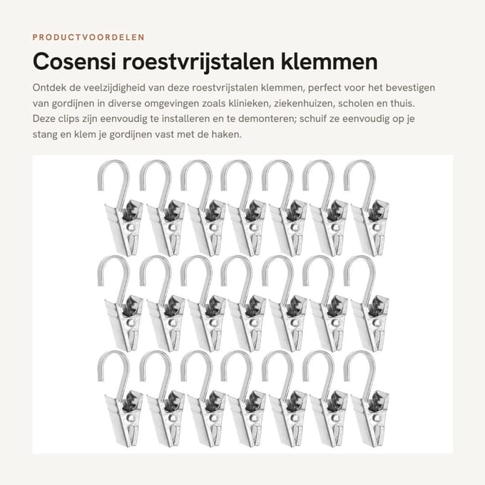 Dailygoods - Roestvrije gordijnclips en ringen