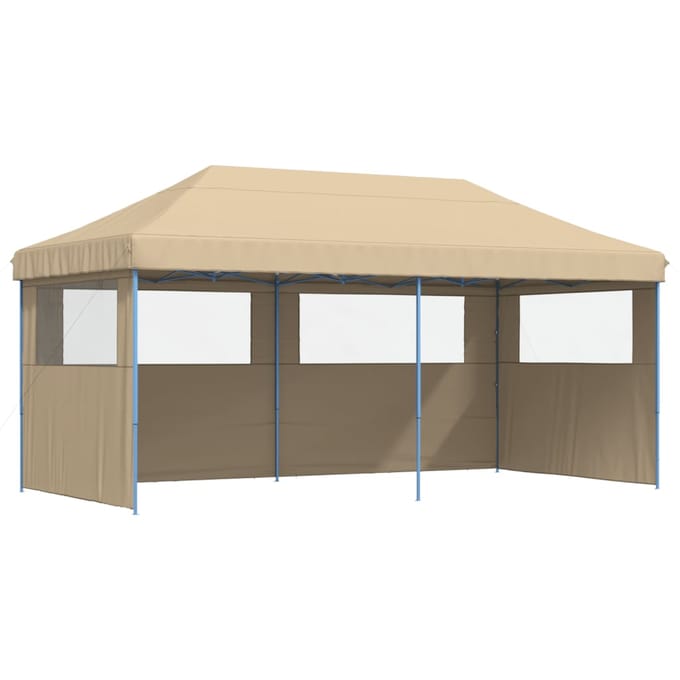vidaXL - Partytent - inklapbaar - pop-up - met - 3 - zijwanden - beige