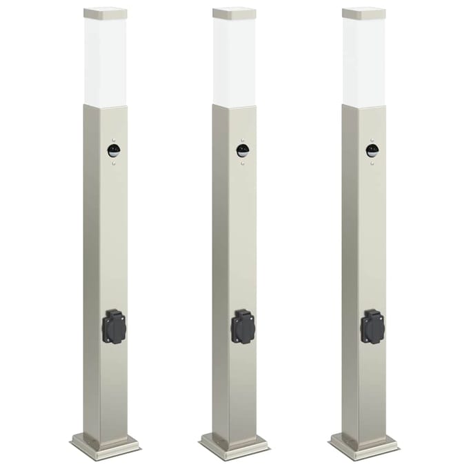 vidaXL Bolderverlichting met sensor en stopcontact 3 stuks 80 cm