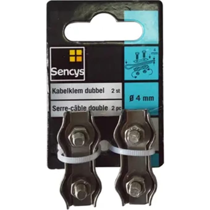 Sencys Kabelklem - Rvs - Dubbel - Diam. 4mm - 2 Stuks