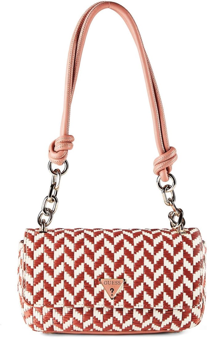 GUESS schoudertas Tessi Flap Shoulder Bag Coral Pink Multi koraalrood