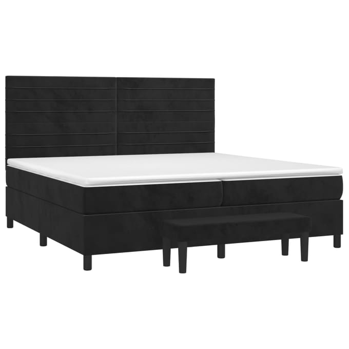 vidaXL - Boxspring - met - matras - fluweel - zwart - 200x200 - cm