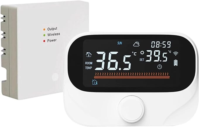 Slimme Thermostaat - Programmeerbare Sensor - Energie Besparen - App en Spraakbesturing - 300m Zonder Draad - Wit