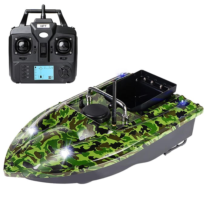 Bateau à appâts de pêche GPS avec conteneurs à appâts simples, bateau à appâts automatique avec télécommande EU Plug vert