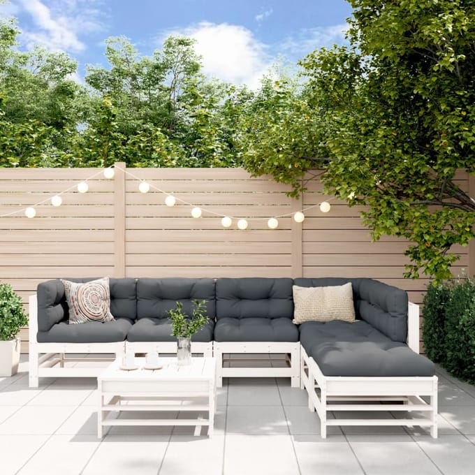 vidaXL - 7-delige - Loungeset - massief - grenenhout - wit