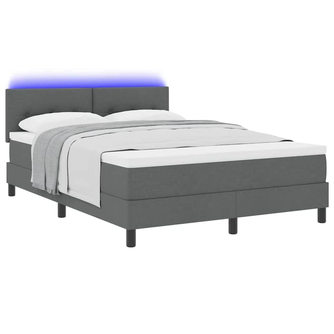 vidaXL - Boxspring - bed - met - hoofdeinde - Donkergrijs - 140 - x - 190 - cm - Stof