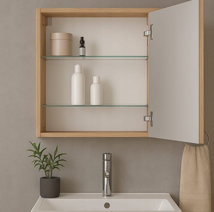 Deftrans Salsa Serie - Hangende Badkamerkast met Spiegel - 60x60 cm - Dąb Craft