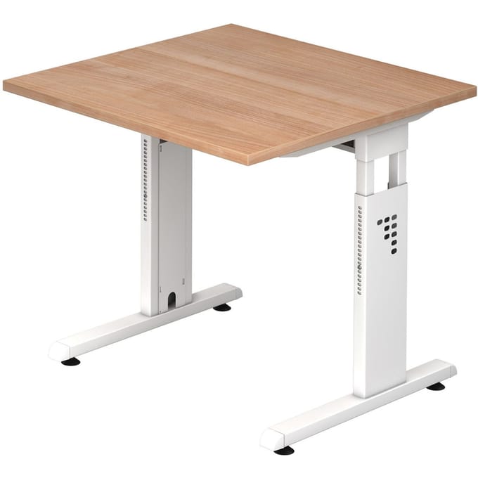 MEGA 8 W | Bureau - 80 x 80 Tafelhoogte I In hoogte verstelbaar Walnoot/Wit