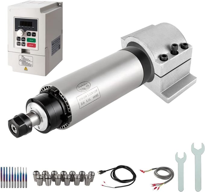 Luchtgekoelde CNC Spindelmotor Set 2,2 kW met 220V VFD, Klemhouder en Freesbits