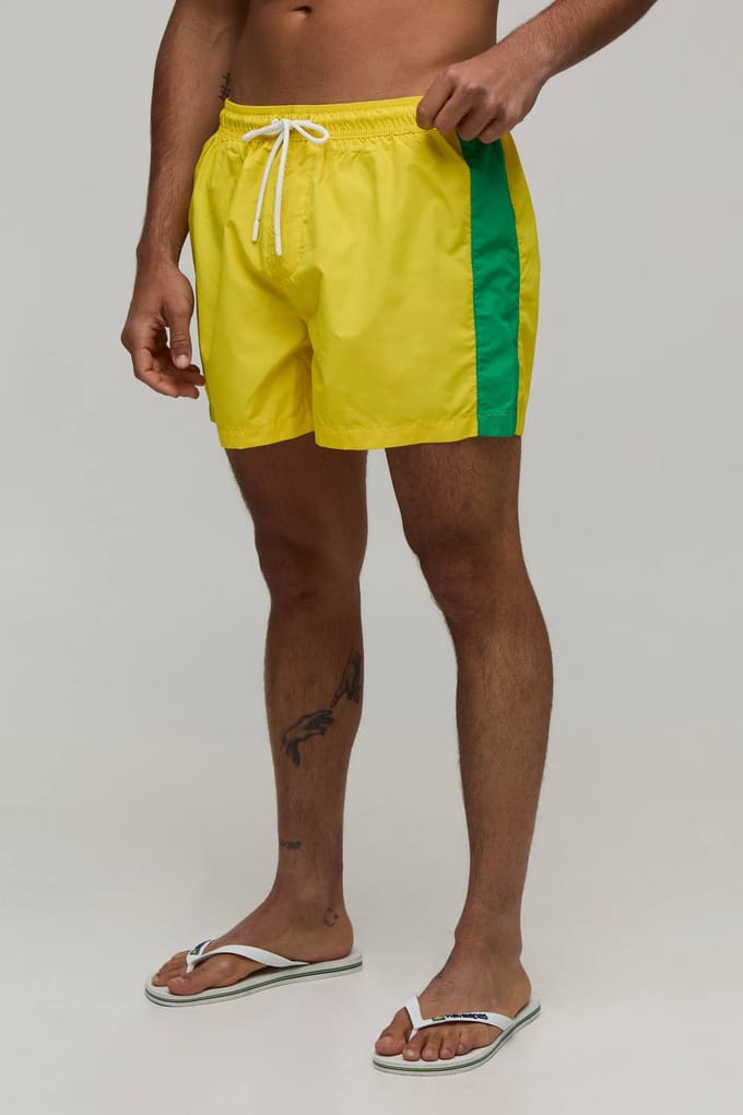 Zwemshort Met Zijstreep Middellange Lengte | Yellow | Size Medium