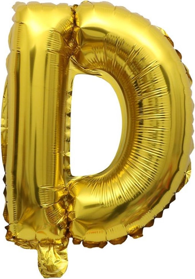 Folieballon / Letterballon Goud  - Letter D - 41cm