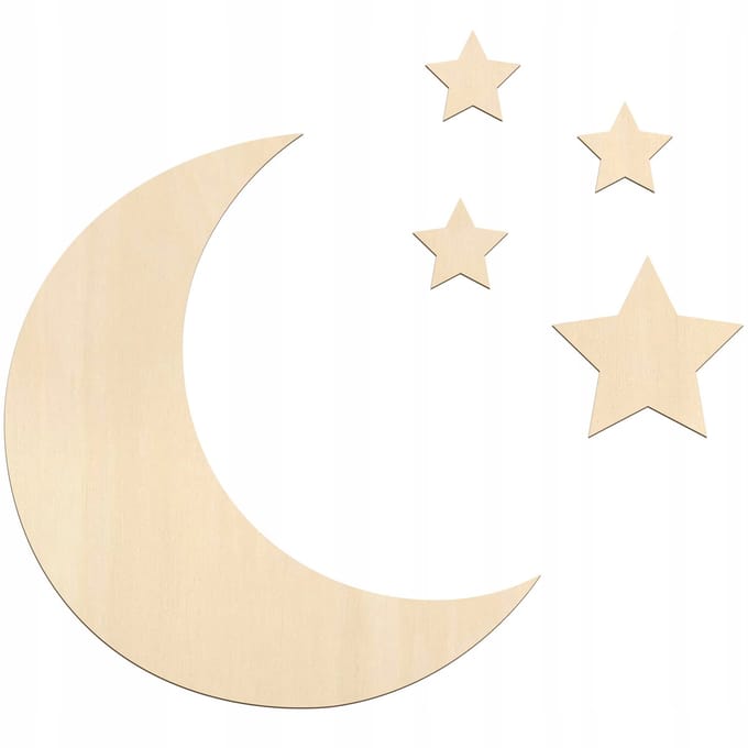 SMX Design - Houten Kamerdecoratie - Maanbasis 4 Sterren - Kinderen