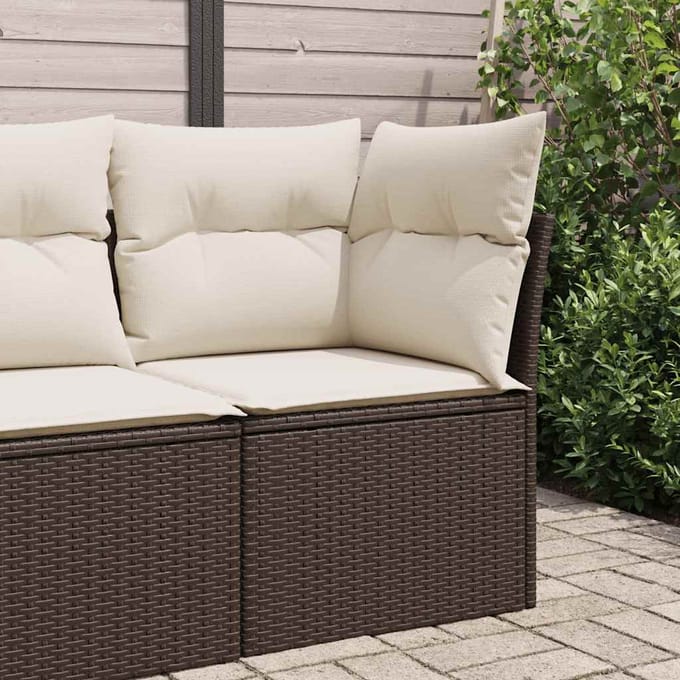 vidaXL - Tuinhoekbank - met - kussens - poly - rattan - bruin