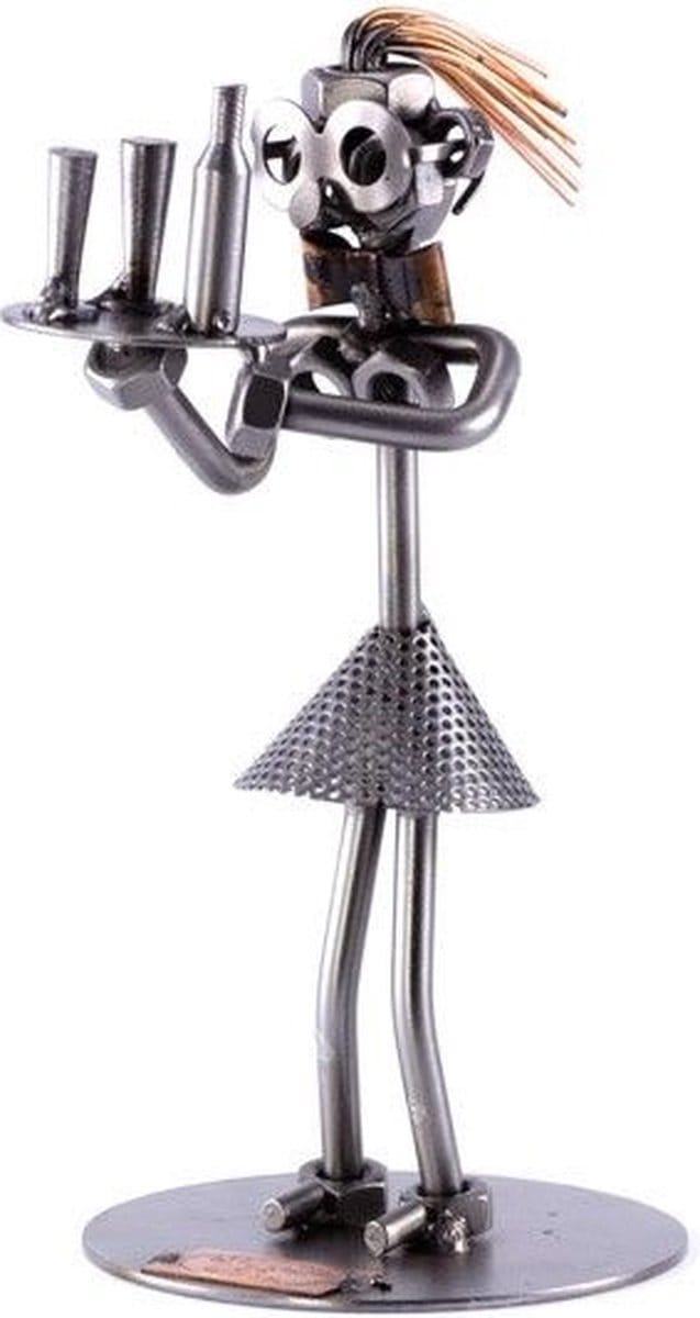sculptuur serveerster beroepen beeldje - metaal 18x9x9 relatiegeschenken