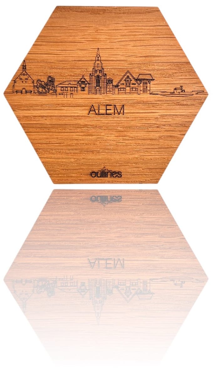 5x Onderzetters Skyline van Utrecht - 10x9cm - Eikenhout