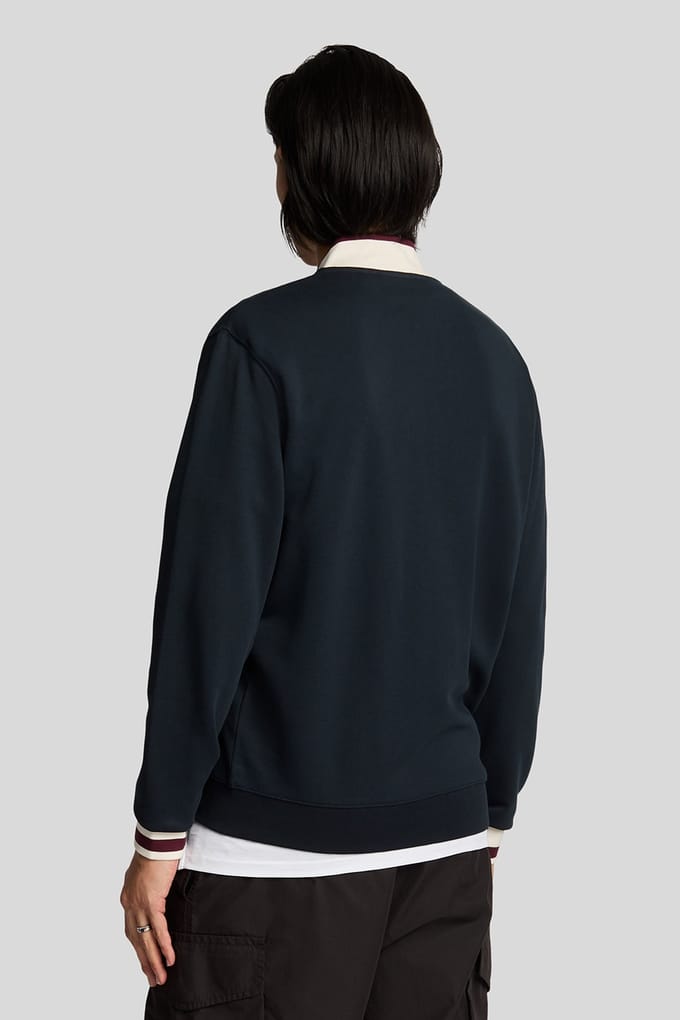 Lyle & Scott Half Tipped Jersey Bomber Dark Navy Größe: M | Bomberjacken Outlet | Herren | Blau