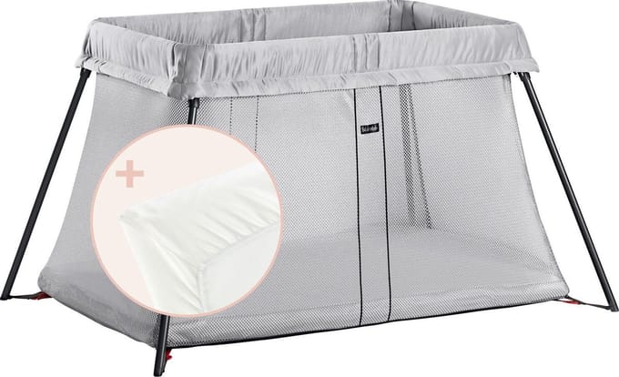 BabyBjörn Reisbedje Light Bundle - Zilver incl Matrasovertrek