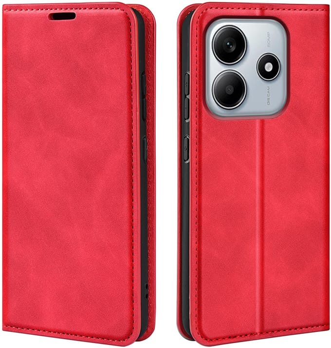 MobyDefend Hoesje - Geschikt voor Xiaomi Redmi Note 14 5G - Luxe Wallet Bookcase (Magnetische Sluiting) - Rood