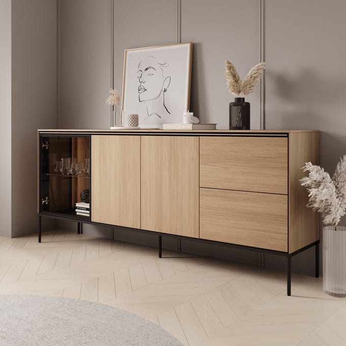 Meubella - Vicious - Dressoir met LED - Eiken - 201x41x85 cm