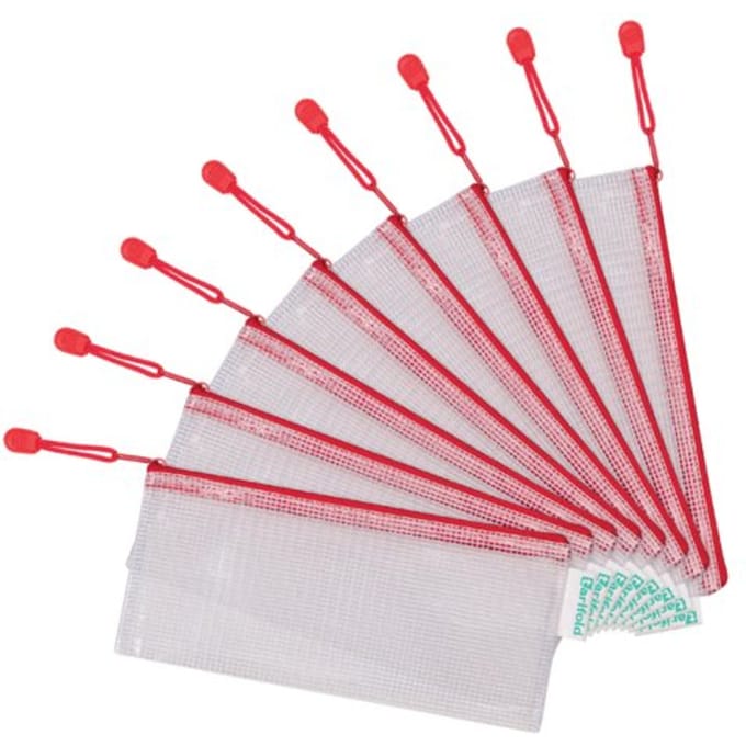 Opbergtas Tarifold met rits 250x115mm PVC rood